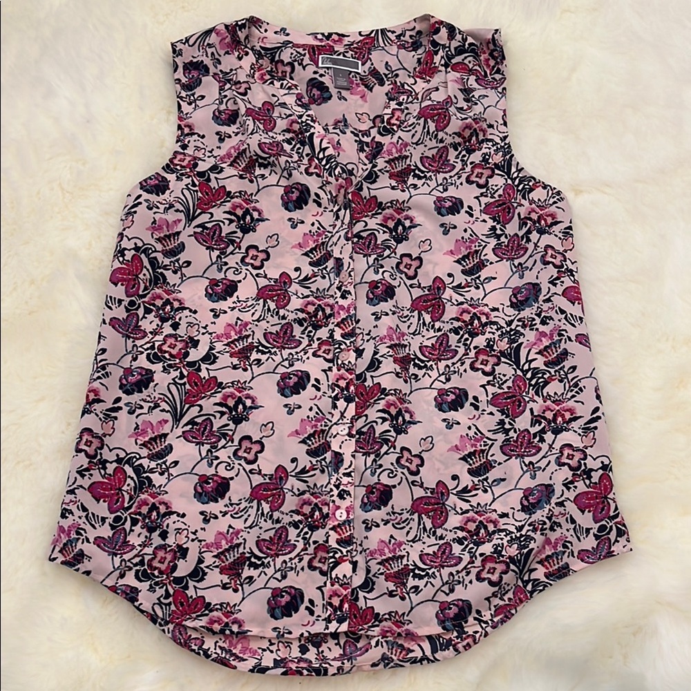 Chelsea28 Floral Pink Sleeveless Top Small